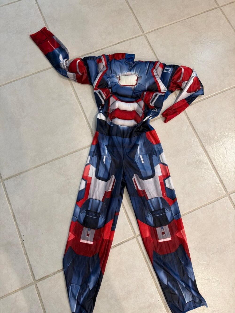 Iron Patriot Iron Man Kids Costume Red White Blue Armored Jumpsuit Halloween